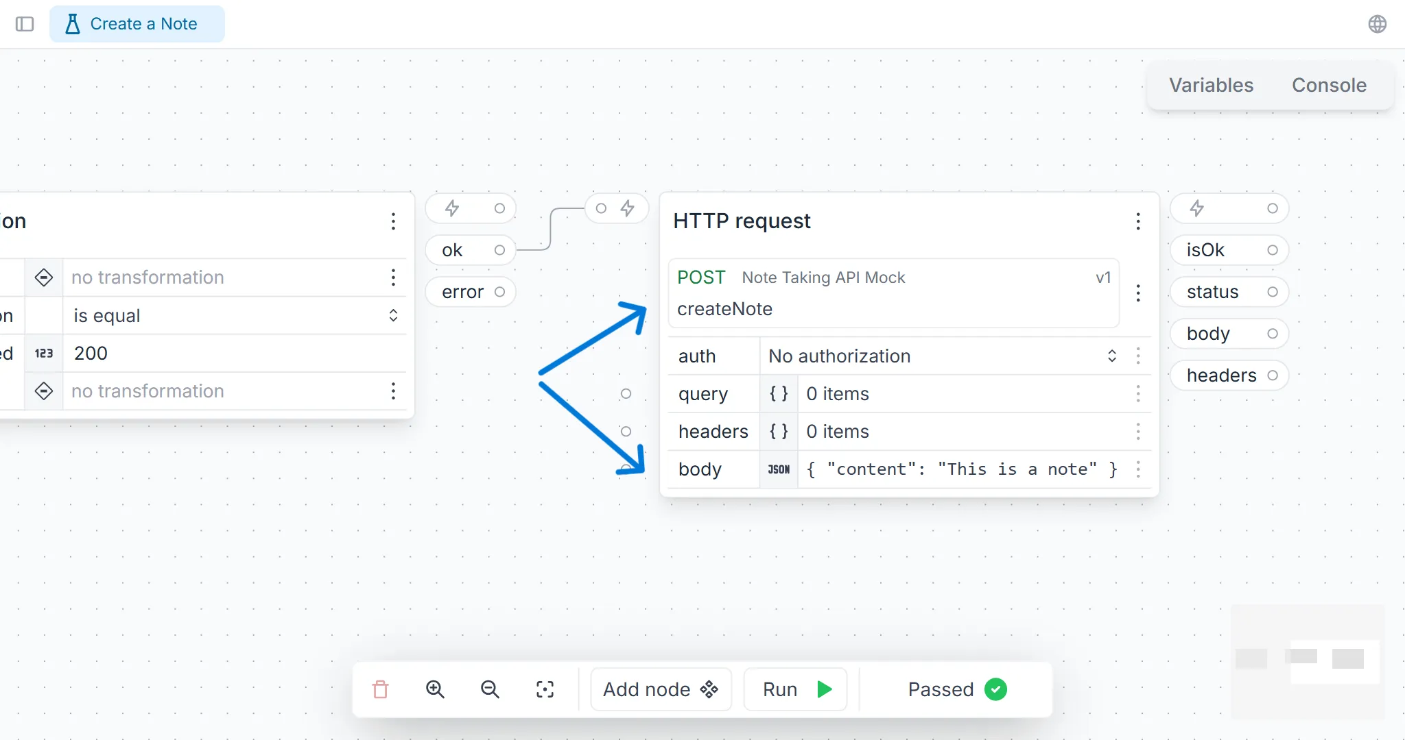 Add an HTTP request to post a new note