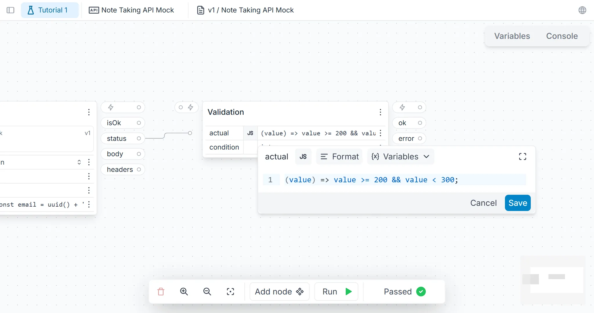 Node input JavaScript transformation