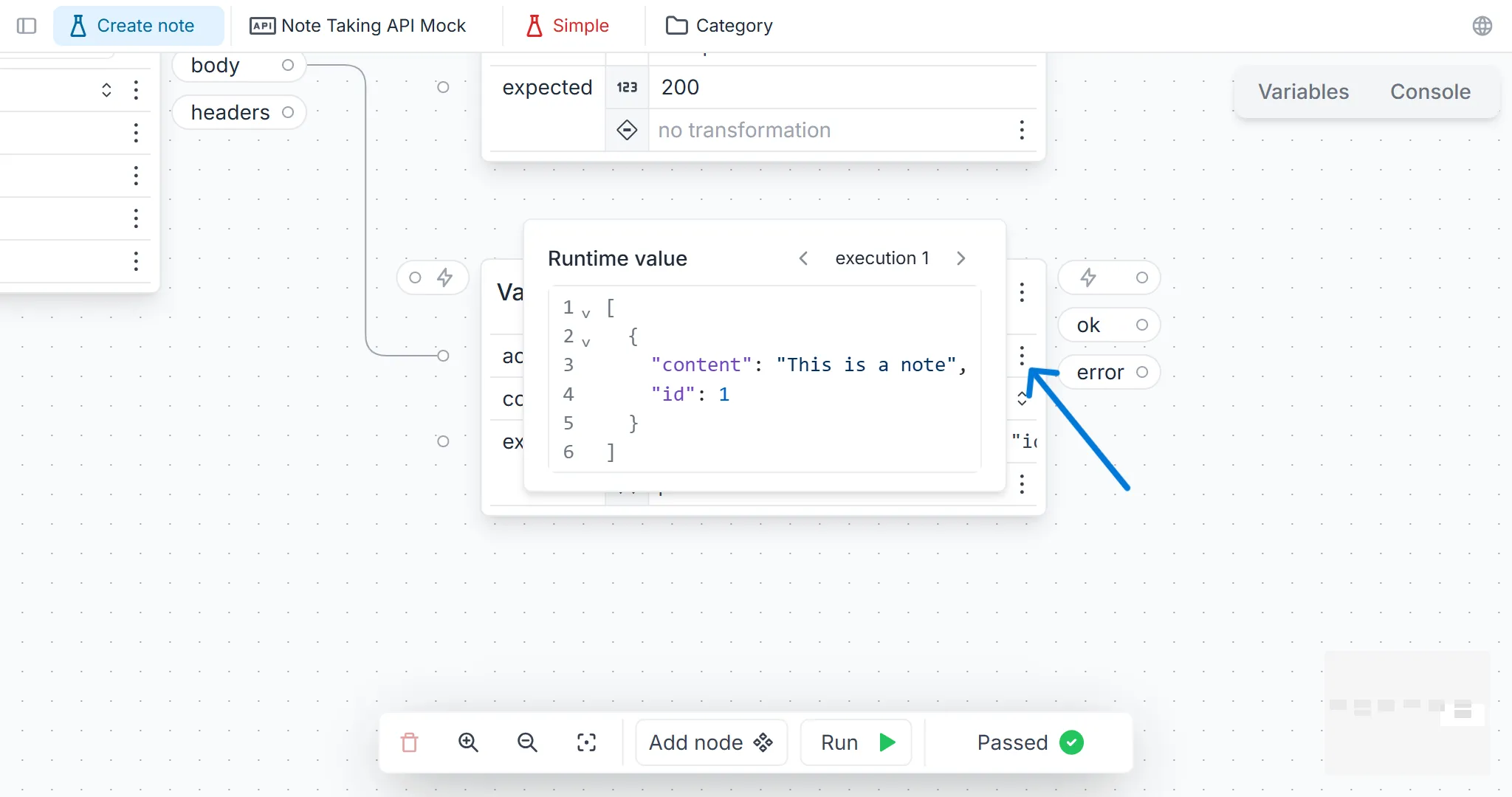 Inspect node input