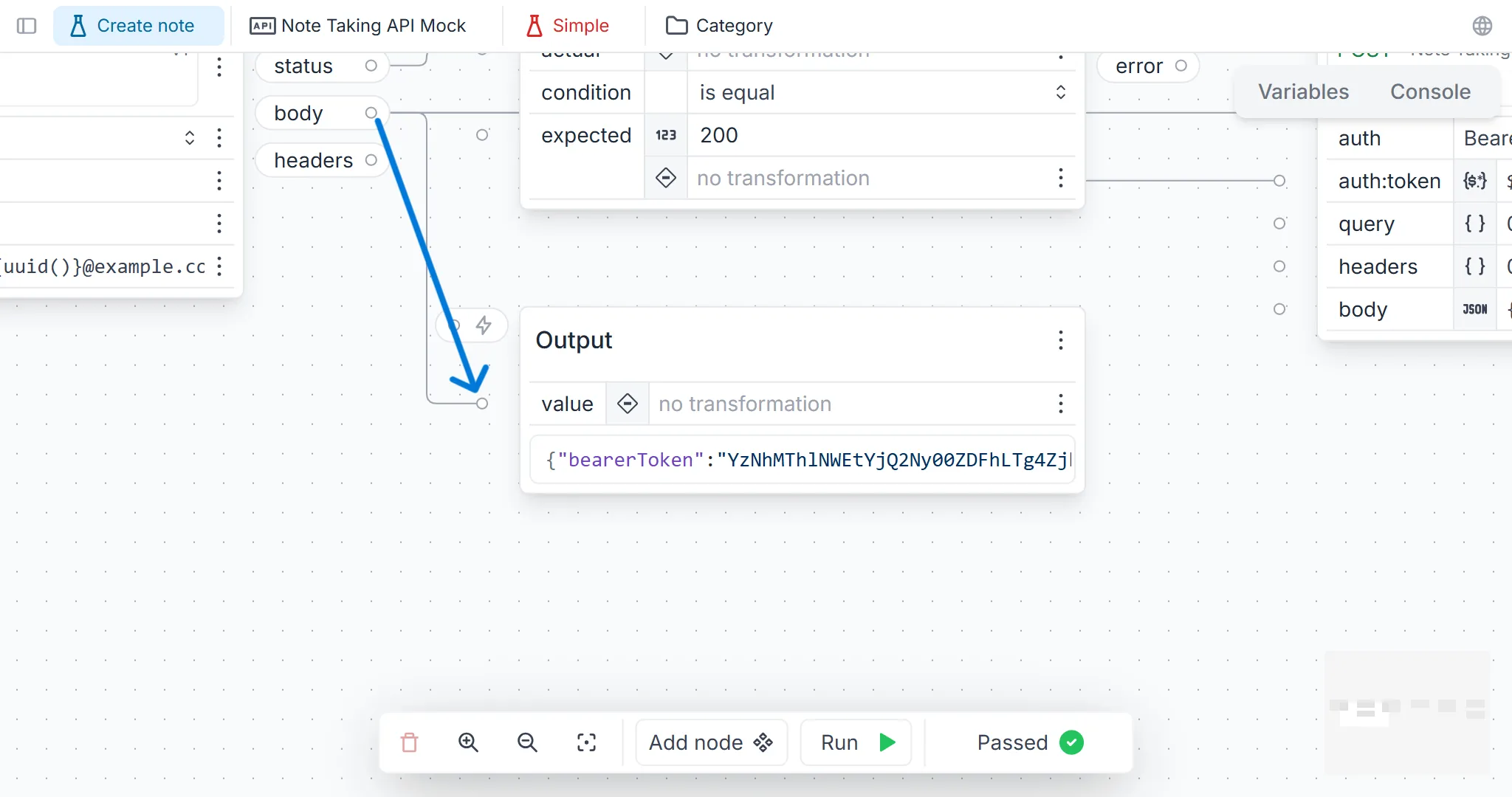 Inspect node output